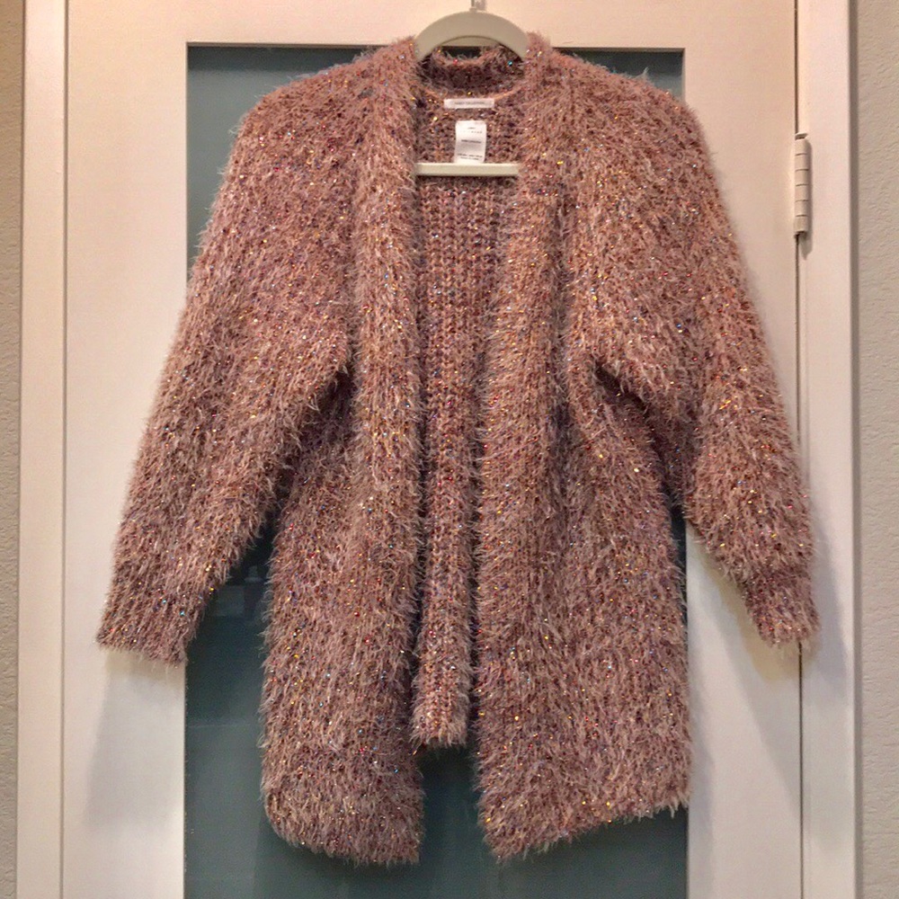 Zara sweater cardigan rose/gold sparkle knit